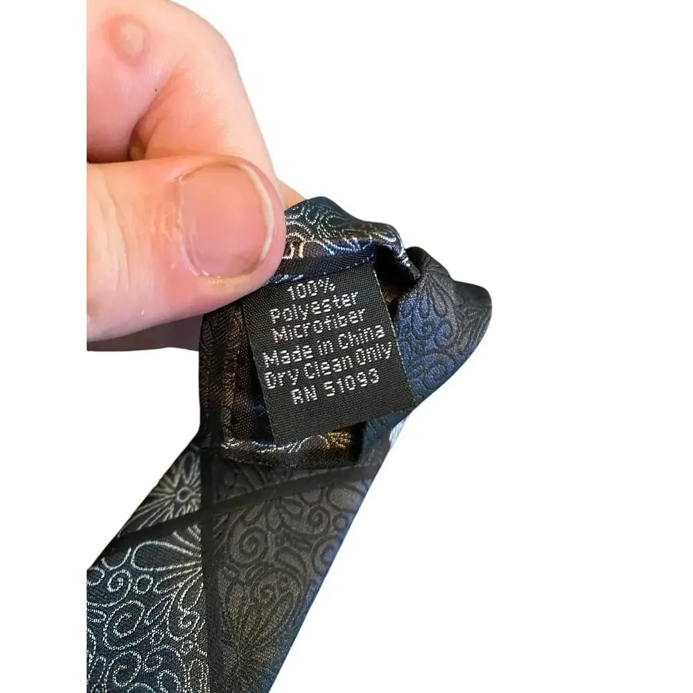 Steve Harvey Celebrity Edition‎ Black Silver Floral Geometric Neck Tie